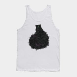 Fluffy Black Cat with Green Eyes Tank Top